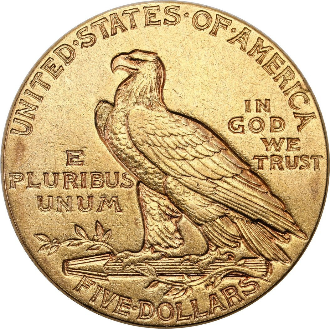 USA. Złote 5 dolarów 1914 Indianin, Filadelfia